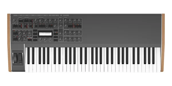 Top view of black synthesizer isolated on white background — Stock Photo, Image