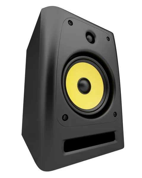 Single black audio speaker isolated on white background — Stock Photo, Image