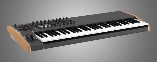 Black synthesizer isolated on gray background — Stock Photo, Image