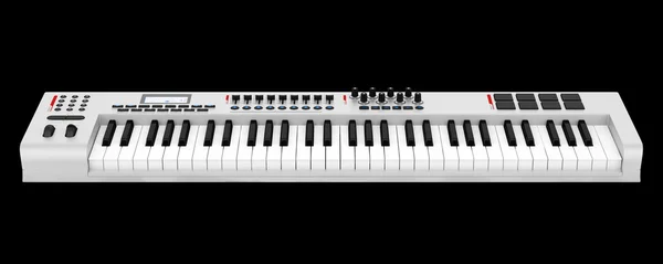 Grå synthesizer isolerad på svart bakgrund — Stockfoto