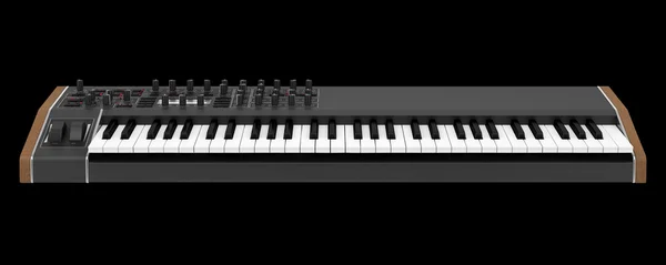 Black synthesizer isolated on black background — Stock Photo, Image