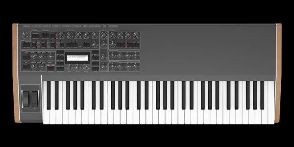 Top visning af sort synthesizer isoleret på sort baggrund - Stock-foto