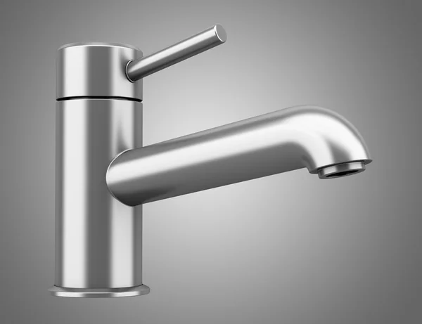 Modern faucet isolated on gray background — Stock Photo, Image