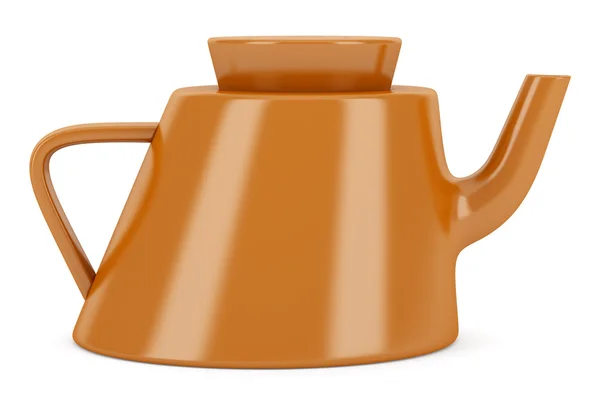 Оранжевый керамический чайник изолирован на белом фоне — стоковое фото