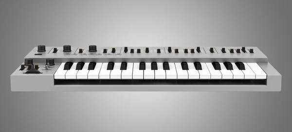 Grå synthesizer isolerade på grå bakgrund — Stockfoto