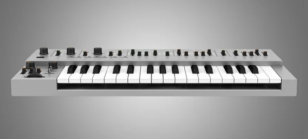 Gray synthesizer isolated on gray background — Stock Photo, Image