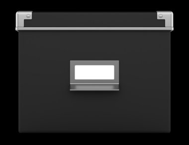 tek siyah ofis siyah arka plan üzerine izole karton kutu