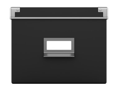 Beyaz arka plan üzerinde izole tek siyah office karton kutu