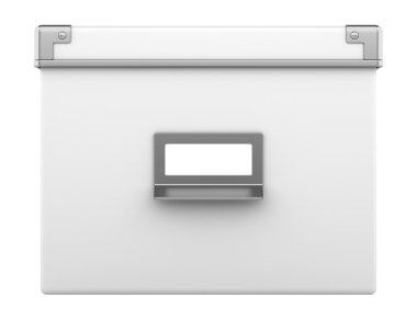 Beyaz arka plan üzerinde izole karton kutu tek ofis