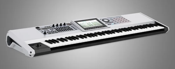 Gray synthesizer isolated on gray background — Stock Photo, Image