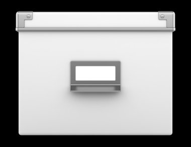 Tek office karton kutu siyah arka plan üzerine izole