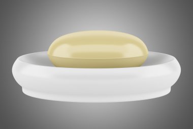 gri arka plan üzerinde izole sarı sabunu