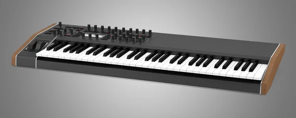 Black synthesizer isolated on gray background — Stock Photo, Image