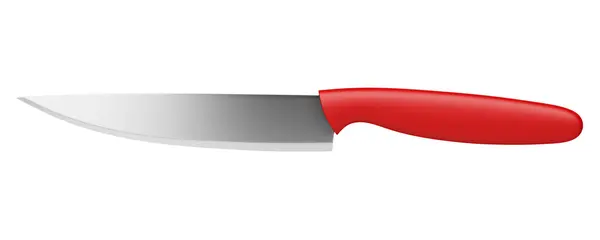 Μαχαίρι κουζίνας με κόκκινο χερούλι που απομονώνονται σε λευκό φόντο — Φωτογραφία Αρχείου