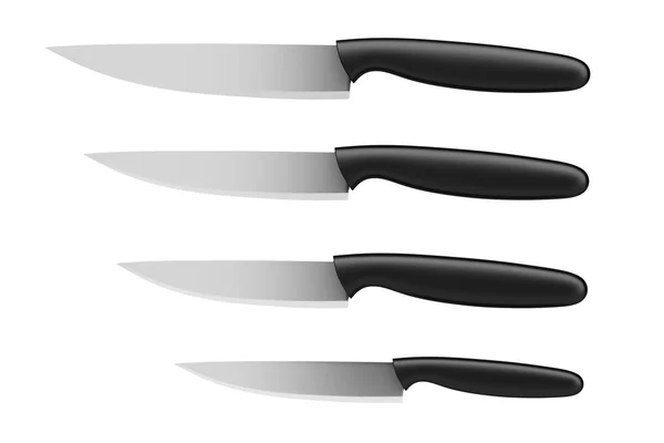 Sada kuchyňských nožů izolovaných na bílém pozadí — Stock fotografie