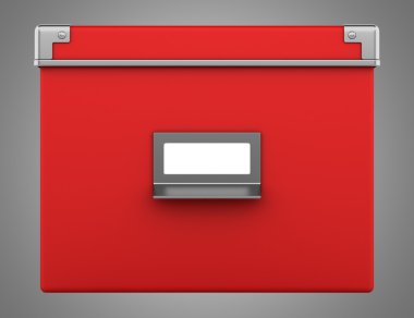 gri arka plan üzerinde izole tek kırmızı ofis karton kutu