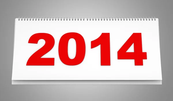 Ημερολόγιο με έτος 2014 που απομονώνονται σε γκρι φόντο επιφάνειας εργασίας — Φωτογραφία Αρχείου