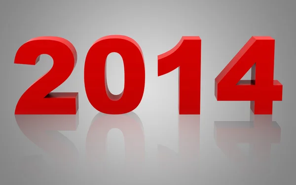 Nuovo anno 2014 con riflessione isolata su sfondo grigio — Foto Stock