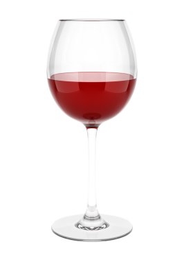 Beyaz arkaplanda izole edilmiş kırmızı şarap kadehi