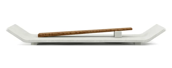 Leere Sushi-Schüssel mit Essstäbchen auf weißem Hintergrund — Stockfoto