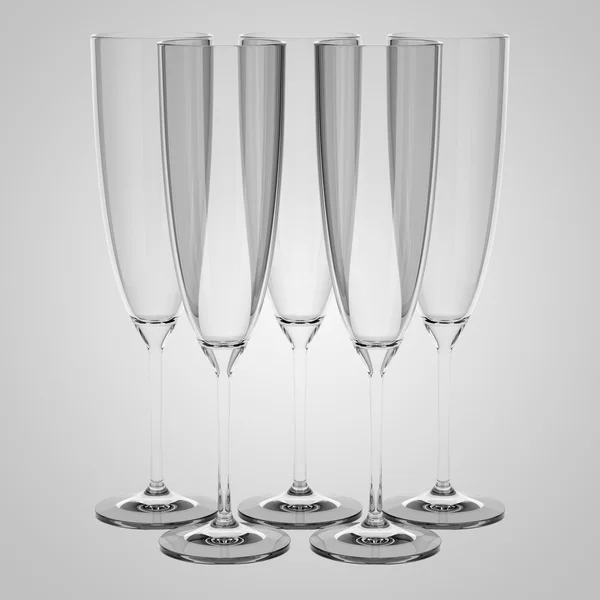 Пустые бокалы шампанского изолированы на сером фоне — стоковое фото