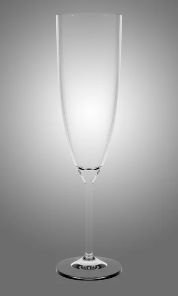 Verre de champagne vide isolé sur fond gris — Photo