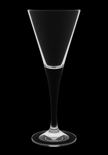 Verre de champagne vide isolé sur fond noir — Photo