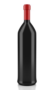 Beyaz arka planda izole edilmiş şarap şişesi