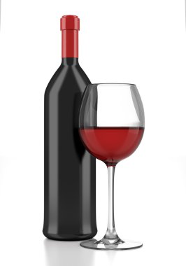 Beyaz arka plan üzerinde izole şarap şarap şişesiyle