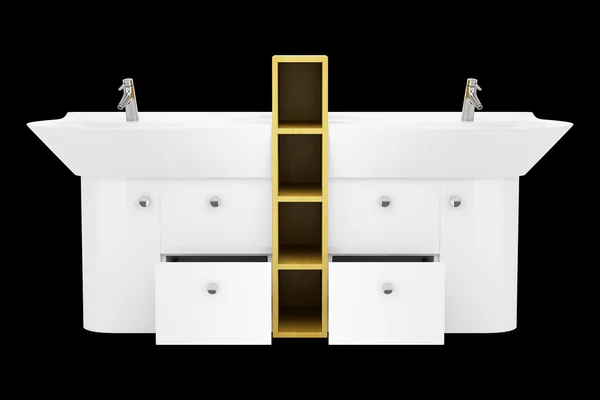 Moderno lavabo de baño doble aislado sobre fondo negro —  Fotos de Stock