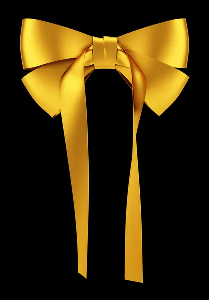 黒の背景に分離された黄色の弓 — ストック写真