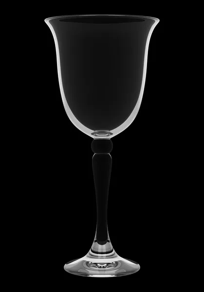 Tom vin glas isolerad på svart bakgrund — Stockfoto