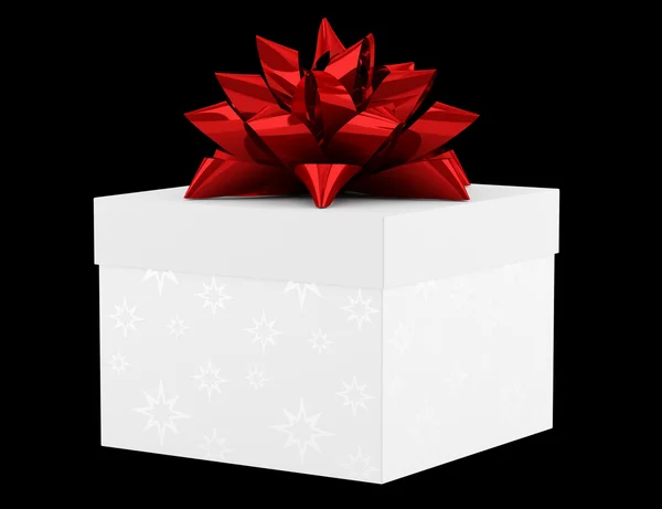 Geschenkbox mit Schleife isoliert auf schwarzem Hintergrund — Stockfoto