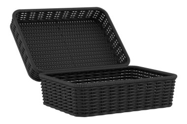 Beyaz arka plan üzerinde izole boş siyah ekmek sepeti