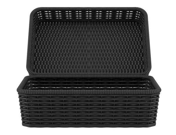Empty black bread basket isolated on white background — Stock Photo, Image