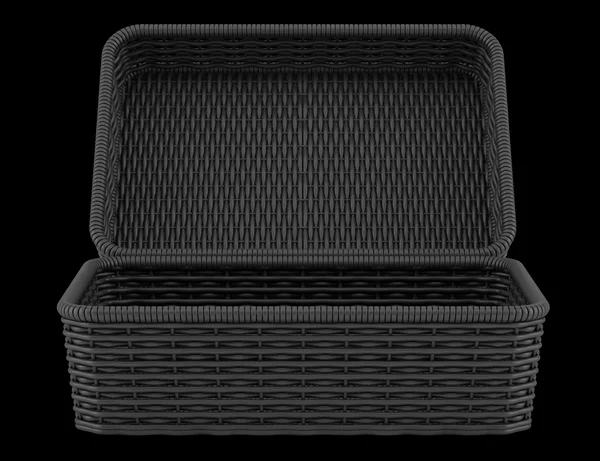 Empty black bread basket isolated on black background — Stock Photo, Image