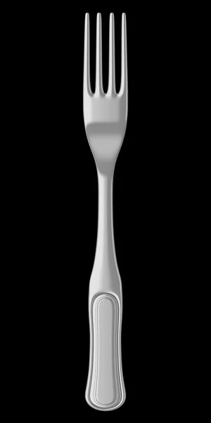 Silver fork isolated on black background — Stock Photo, Image