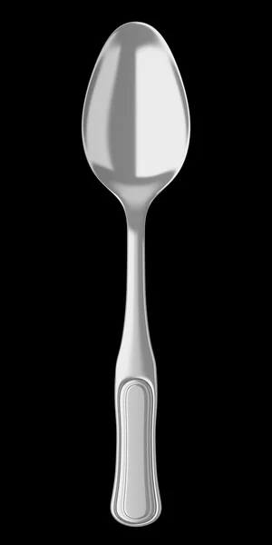 Silver spoon isolated on black background — Stock Photo, Image