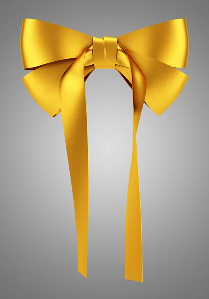 Yellow bow isolated on gray background — Stock Photo, Image