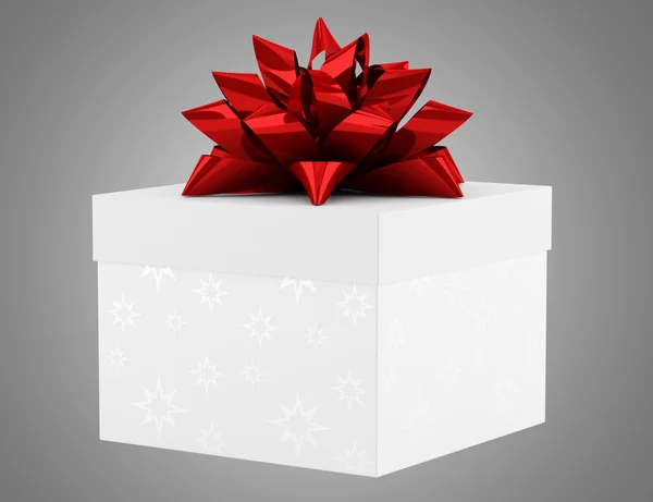 Caja de regalo con arco aislado sobre fondo gris —  Fotos de Stock