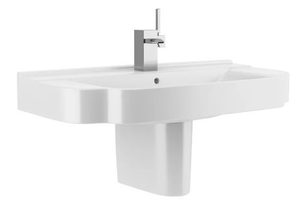 Keramische badkamer wastafel geïsoleerd op witte achtergrond — Stockfoto