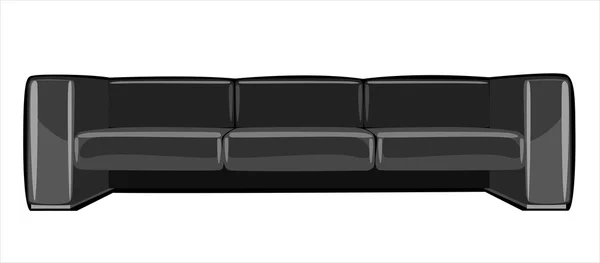 Vector cartoon black couch isolated on white background — Stock Vector