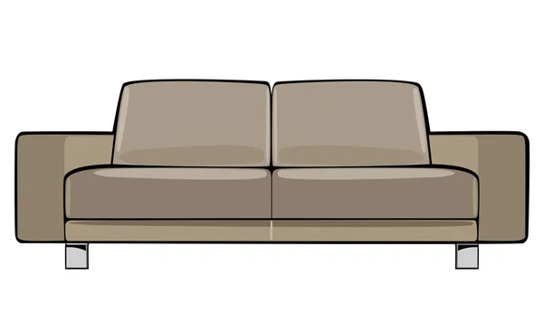 Vector cartoon beige couch isolated on white background — Stock Vector