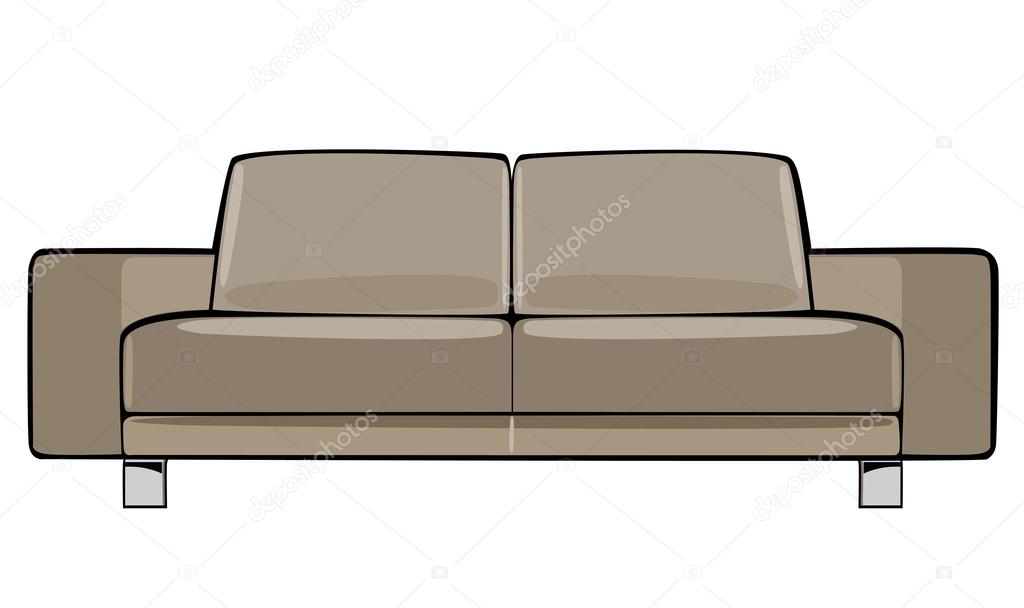 vector cartoon beige couch isolated on white background