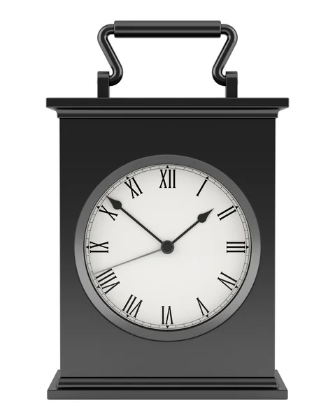 Black vintage table clock isolated on white background — Stock Photo, Image