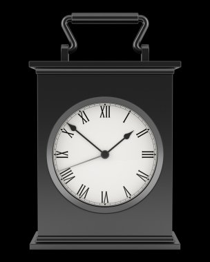 izole siyah arka plan üzerine siyah vintage masa saati