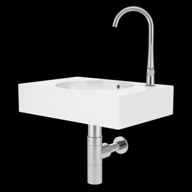 Seramik banyo lavabo üzerinde izole siyah arka plan