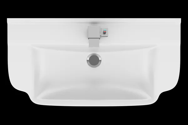 Верхний вид керамической раковины ванной комнаты изолированы на черном фоне — стоковое фото