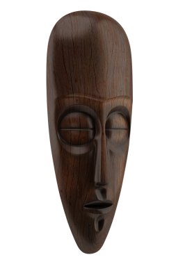 Beyaz arka plan üzerinde izole ahşap Afrika maskesi