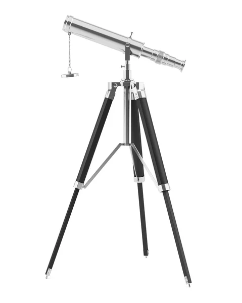 Beyaz arka plan üzerinde izole tripod üzerinde teleskop — Stok fotoğraf